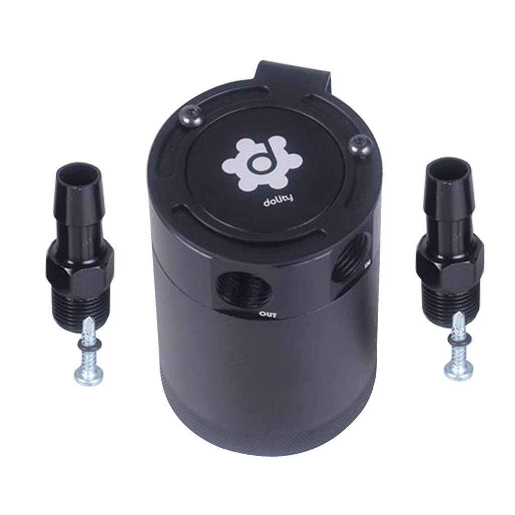 4.72&#39;&#39;Universal Compact Baffled 2-Port Oil Catch Can Tank Air-Oil Separator Black