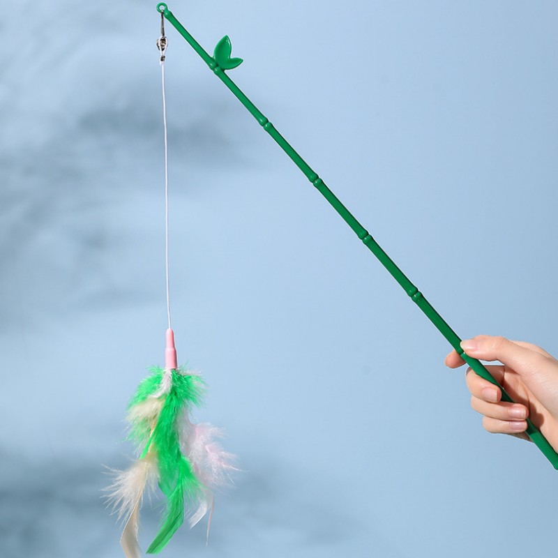 Brinquedo do gato auto oi brinquedos de penas para gatos vara mordida resistente pena gatos brinquedo com sino engraçado gato brinquedos interativos suprimentos para animais de estimação: Default Title
