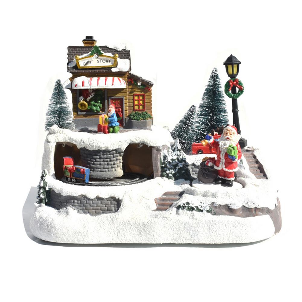 Christmas Snow House Led Light Christmas Decoration for Home Year Kids Resin Christmas Scene Village: 3