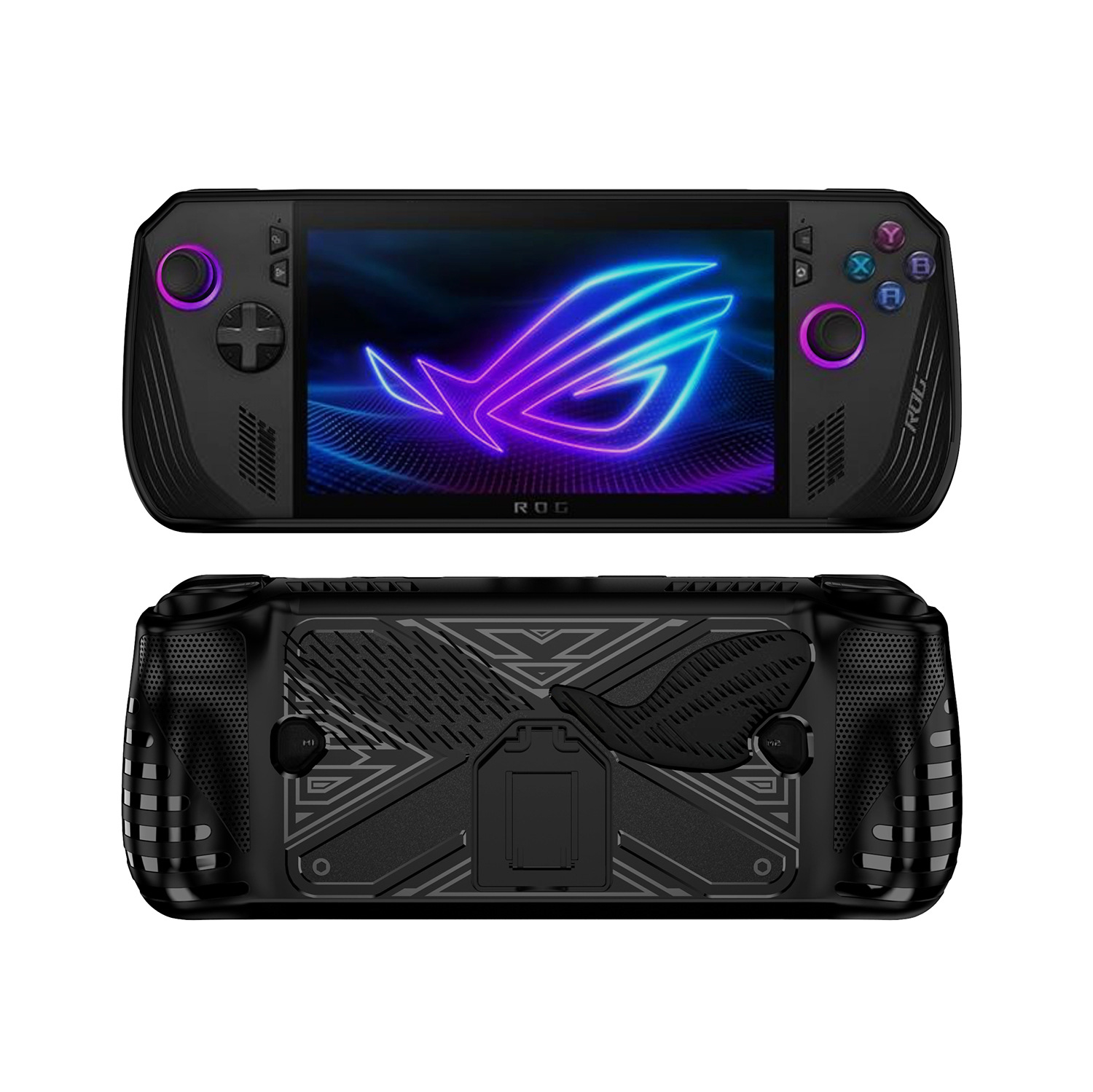 Pour ASUS ROG Ally X étui de protection avec support coque souple en Silicone TPU housse tout compris pour ROG ally X couverture: Black