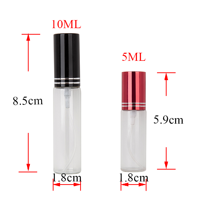 5Pcs 5ml 10ml Travel Portable Perfume Bottle Spray Bottles sample empty containers atomizer Mini refillable bottles