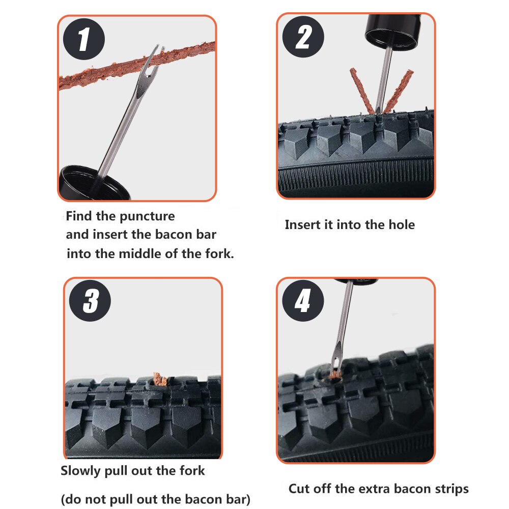 Bicycle Tubeless Tire Repair Kit Tire Drill Rubber Strips Tyre Puncture Sealant Bicycle Repair Tools