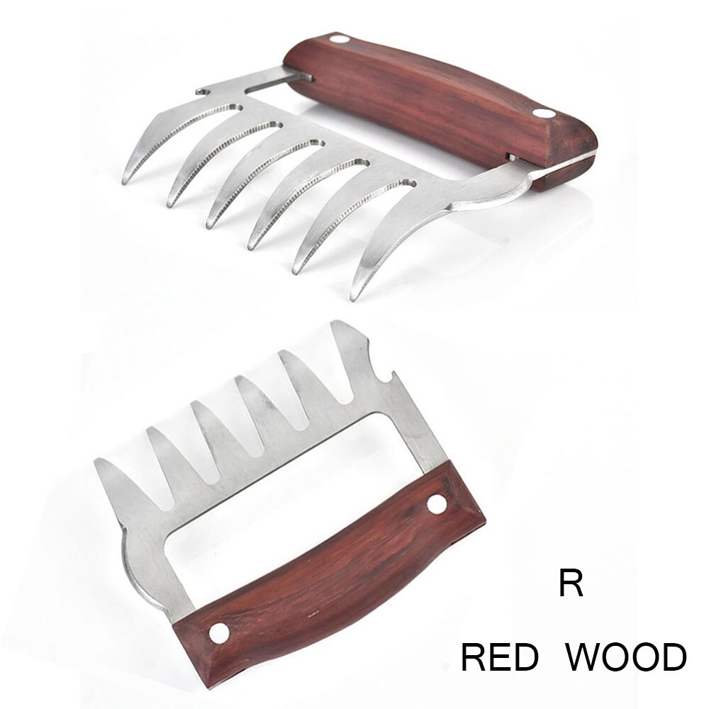 1 sztuk widelce niedźwiedzi pazur ze stali nierdzewnej drewniany uchwyt mięwięc podzielone łzawienie ciało wielofunkcyjne mięwięc strzęp wieprzowina zacisk narzędzie robić grillowania