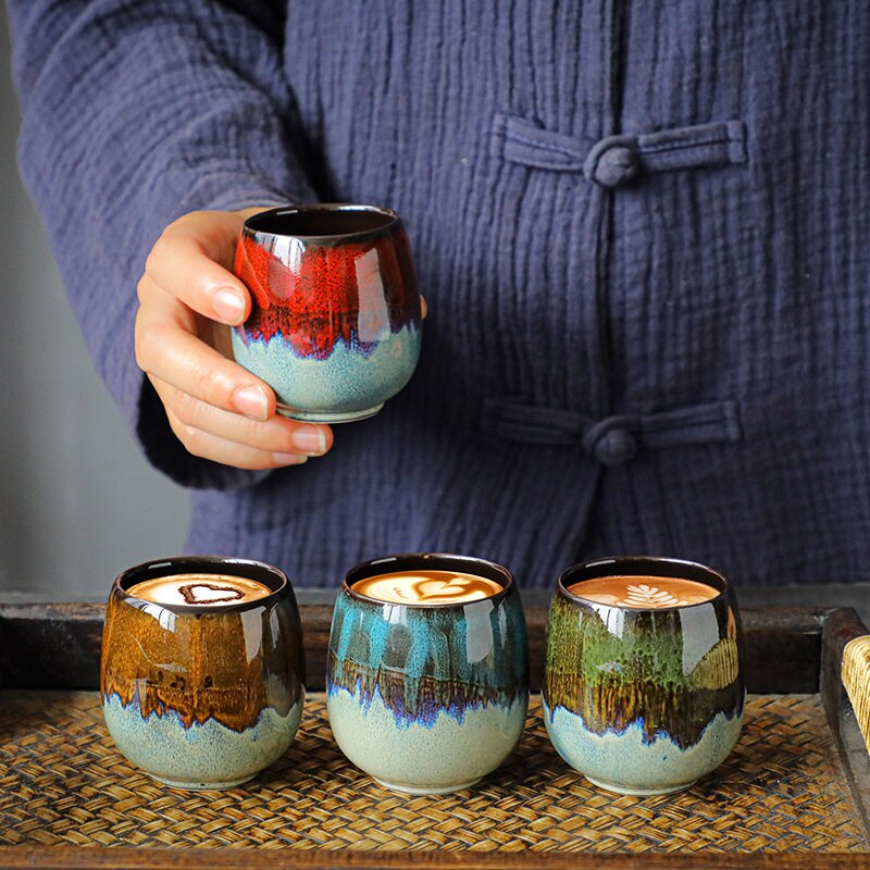 80Ml Ceramic Espresso Cup Oven Change Colorful Coffee Mug Kung Fu Tea Cup Whiskey Glass Home Cafe Bar Drinkware