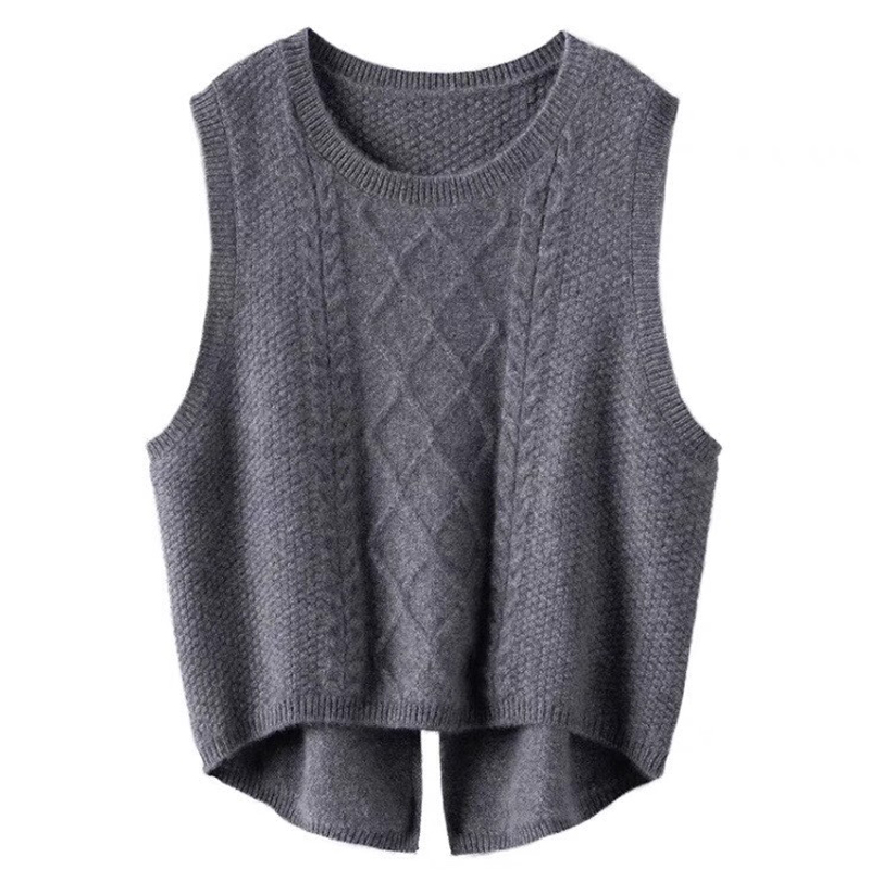 100%  merino ren uld strikket vest efterårs- og vinterjakke løs hvid sweater ærmeløs varm jakke dmr 176: Xl / Grå