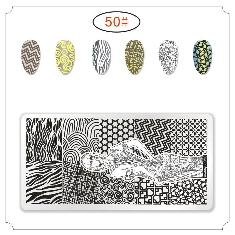 Serie Zjoy placas de estampado para manicura Estilo de China onda grulla salvaje Gazebo dados bambú serie Plantilla de sellos para decoración DIY manicura: 50