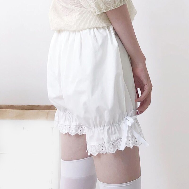 Kvinder vintage victorian gothic bloomers flæsede blonder lolita græskar shorts søde søde sløjfe løse sikkerhedsbukser