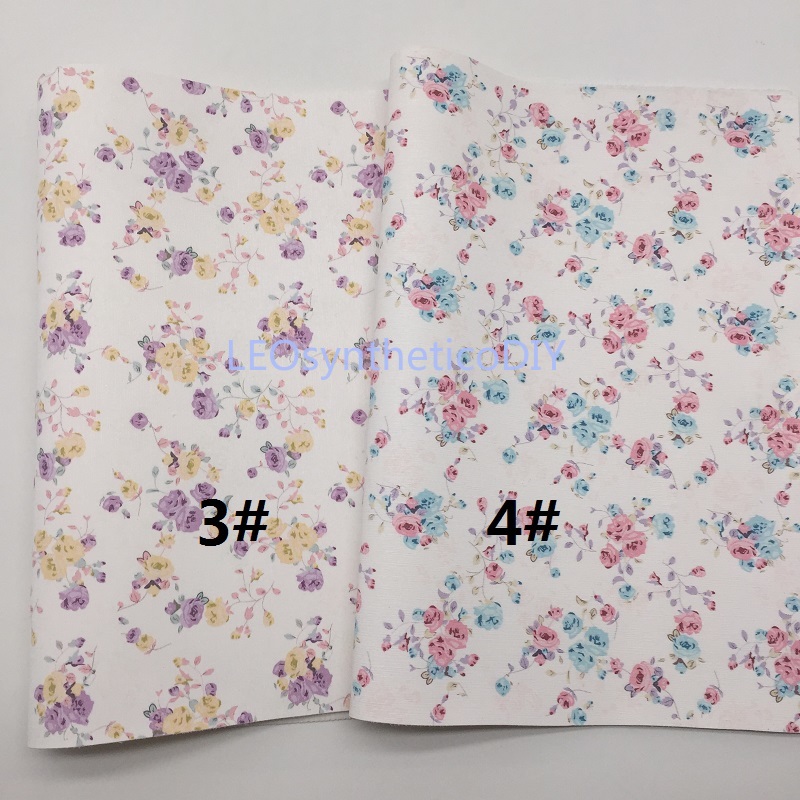 1PC 21X29CM Bloemen Gedrukt Faux Leer Stof, Synthetisch Leer Lakens, PU Leer Voor Maken Bows LEOsyntheticoDIY T343