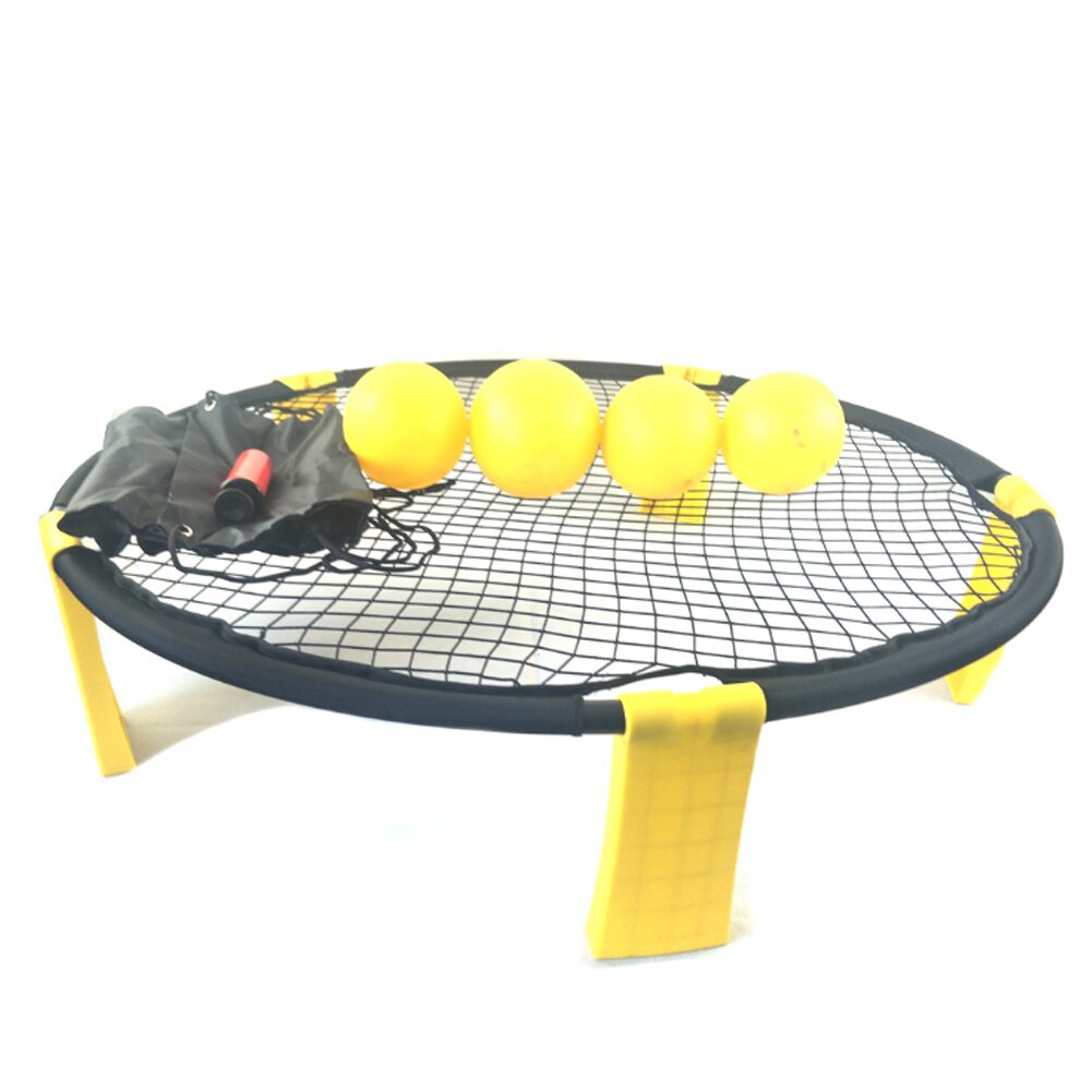 Draagbare Strand Volleybal Spikeball Game Set Outdoor Teamsporten Spikeball Gazon Fitness Apparatuur Met 3/4 Ballen Volleybal Netto: YELLOW