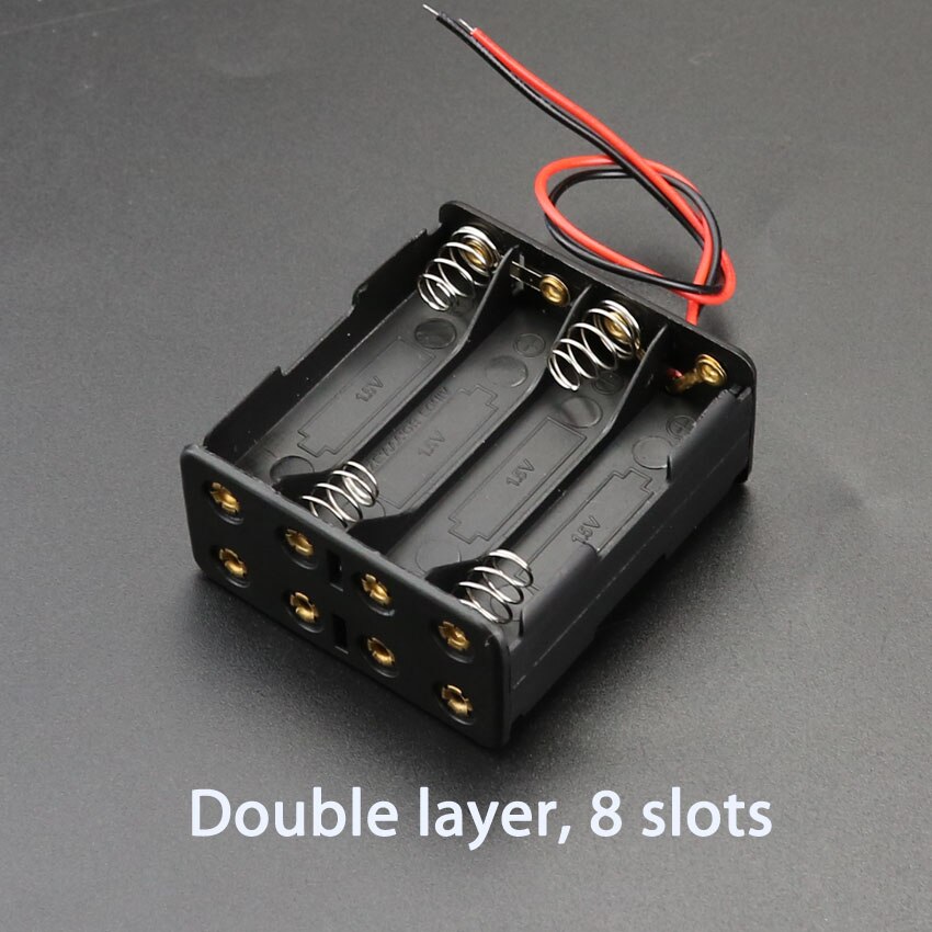 Aaa batteri oppbevaringsveske diy 1 2 3 4 6 8- spors batterier klipsholderbeholder med ledningspinne batterirom: 8 spor
