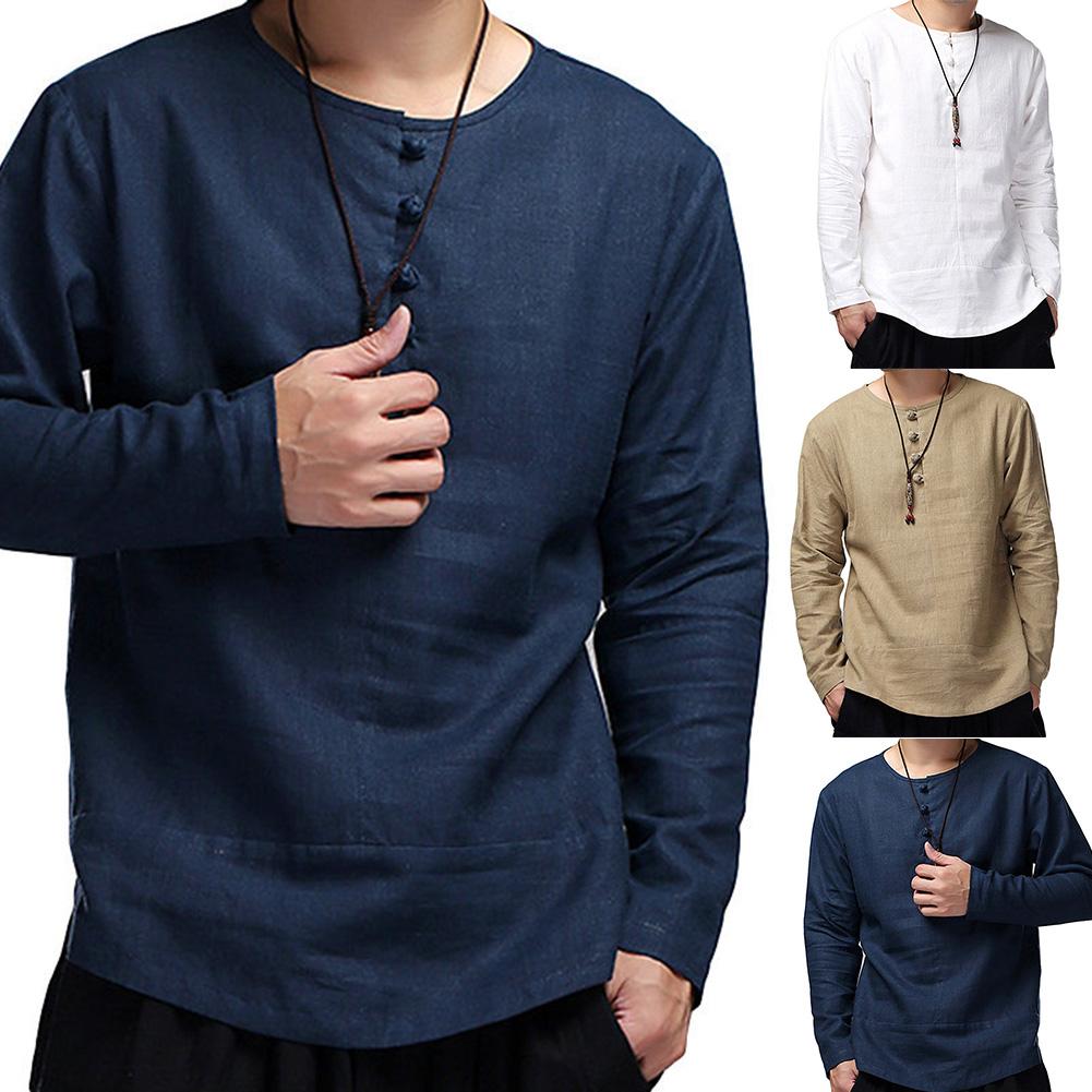 Bomullströja herr långärmad kofta herr tröjor med v-ringad lös fast passform med knappar stickning casual stil kläder