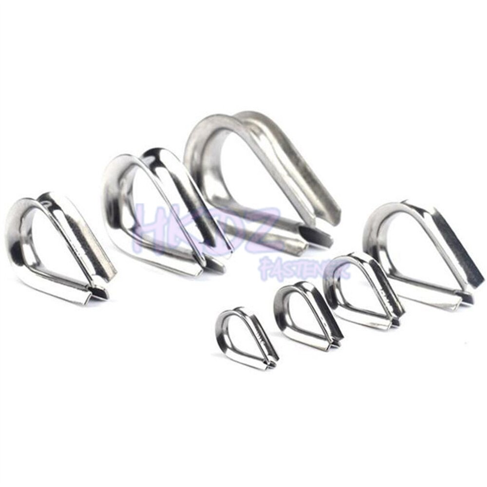 304 Stainless Steel Wire Rope Protection Ring Rigging Fasteners Anchor Line Thimbles Silver Ring Clamp Winch Wire Loop