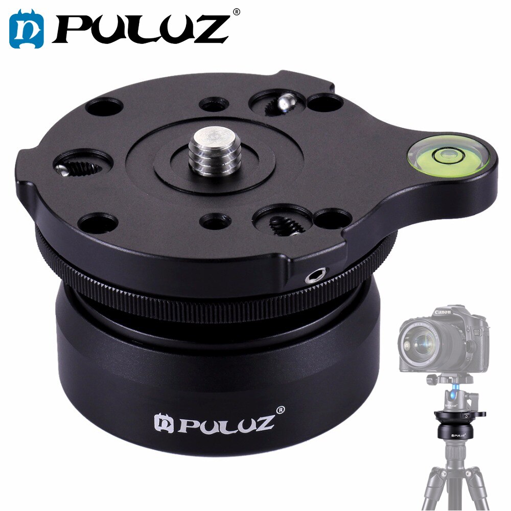 PULUZ 3/8inch Thread Dome Panoramic Tripod Head Tripod Leveling Head Base with Bubble Level 3/8 standard screws