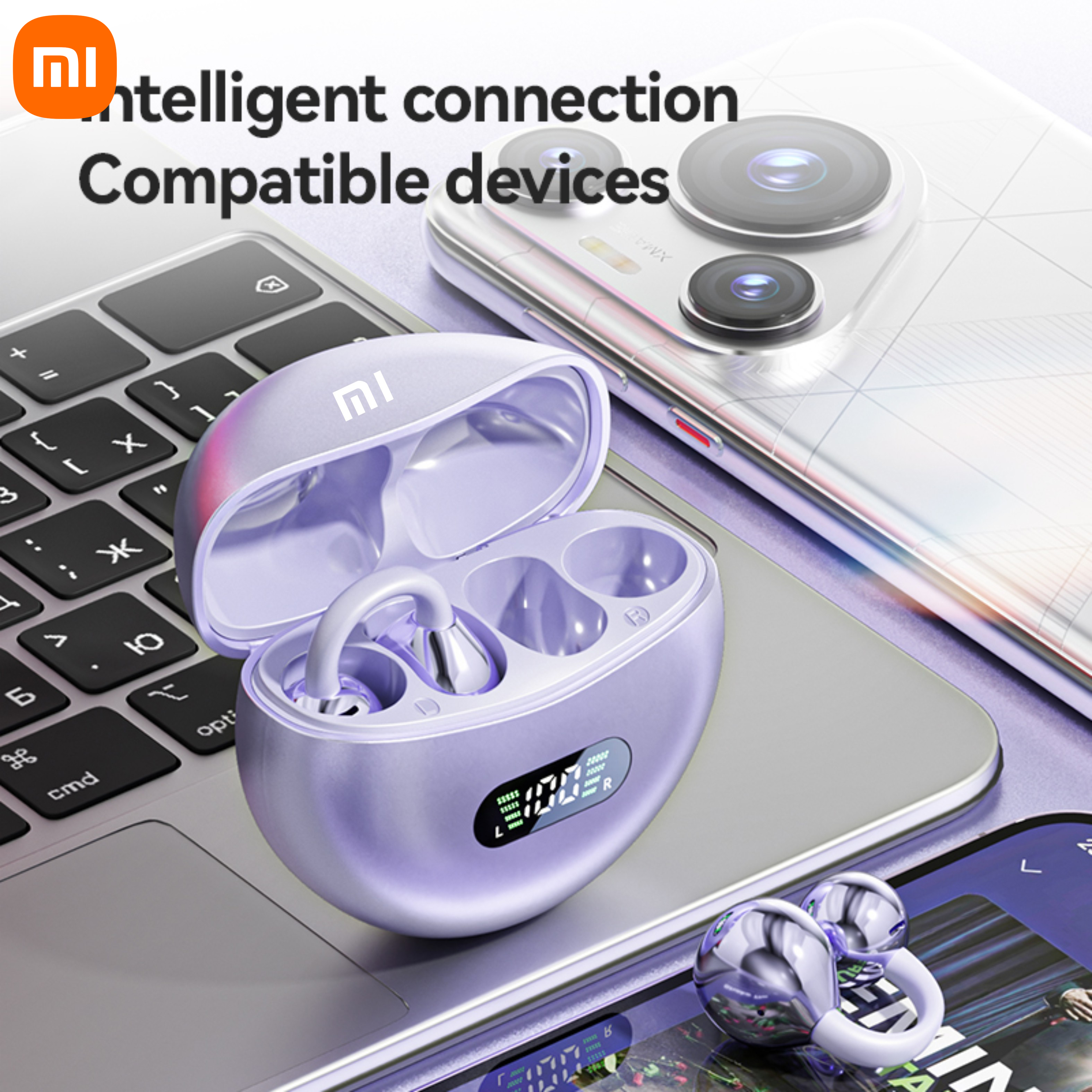 Xiaomi Bluetooth 5.4 Earbuds Bone Conduction Earphones Clip on Ear Comfortable Waterproof Sport Headsets With Digital Display