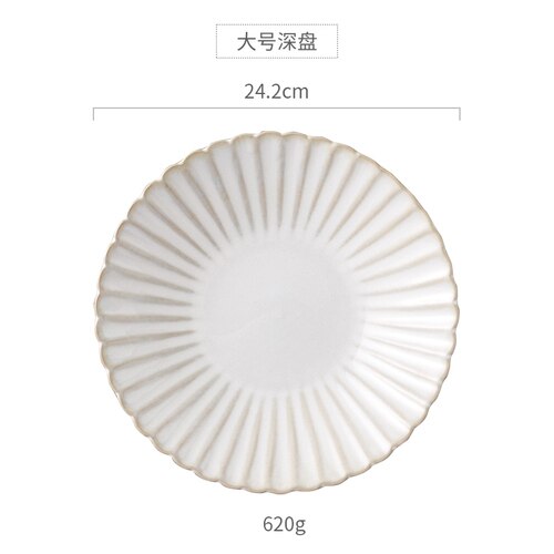 Pasta Food Plate Round Nordic Dessert Cake Sushi Snack Breakfast Plate Pasta Japanese Assiette Ceramique Tableware DE50CP: 9.7-inch deep disk