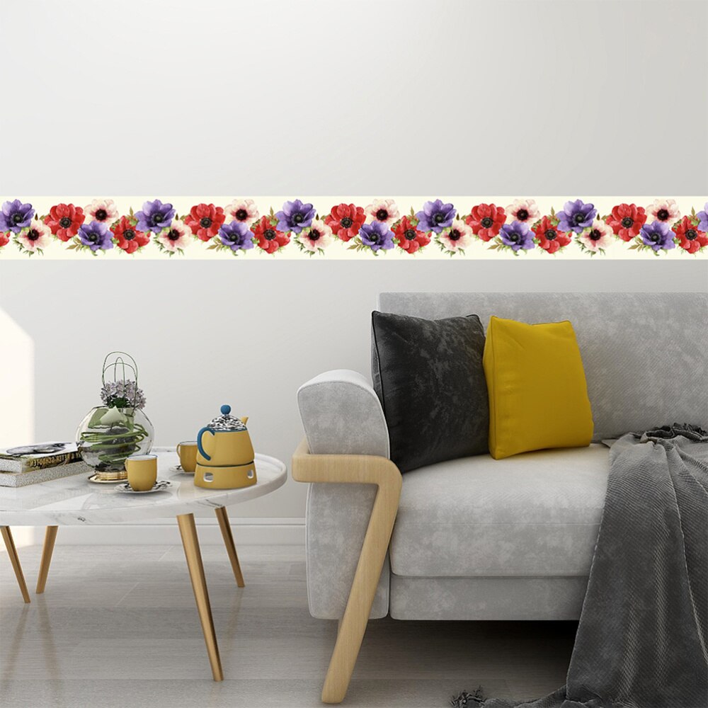 Pegatina de pared autoadhesiva con patrón Floral impermeable, para la cocina, 1 unidad