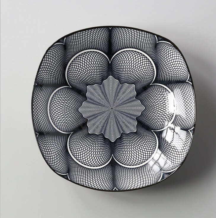 Japanese 8-inch Square Ceramic Dish Glaze Color Simple Household Serving Dish Salad Plate Dinner Plates For Kitchen Utensils: 12