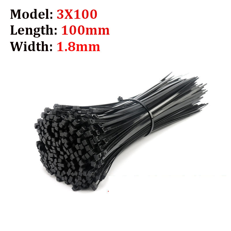3x100-4x200 Self-Locking Plastic Nylon Cable Ties Industrial Cable Ties Fastening Ring Buckle Nylon Cable Ties 100pcs: 3x100