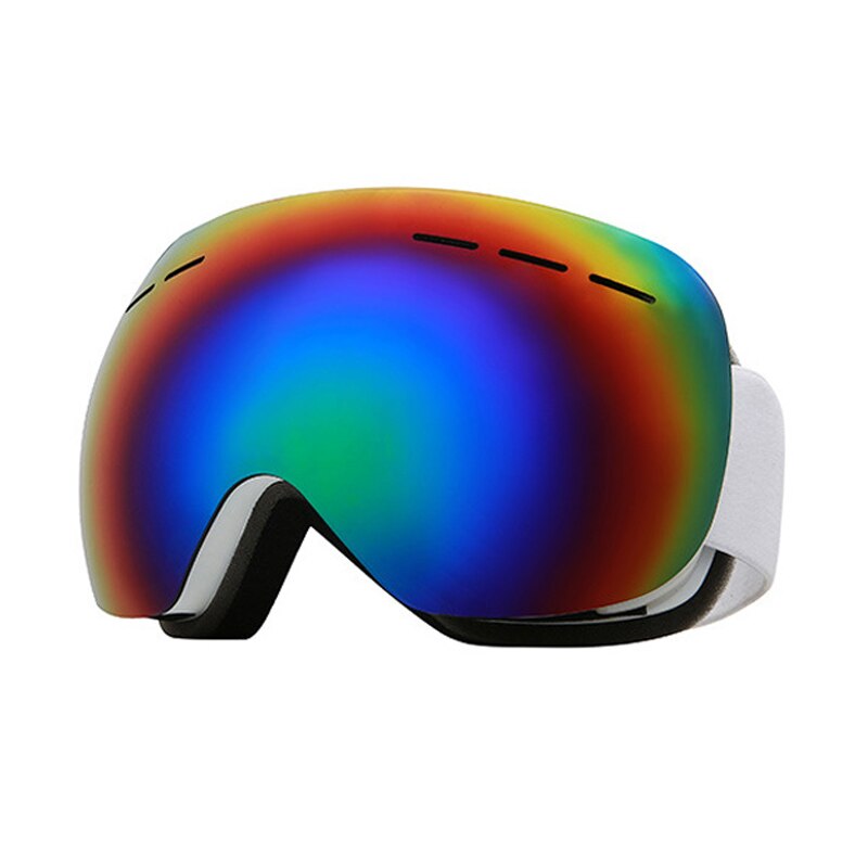 Winter Anti-fog Skating Skiing Goggles Spherical Broad Vision Snowboard Ski Glasses Outdoor Windproof HD Snowmobile Goggles: White Green