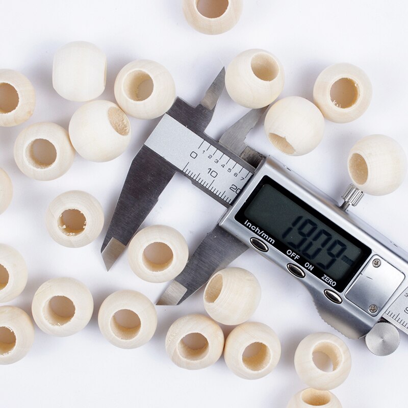 Accessoires de perles 10-40mm, boules amples, perles en bois à grand trou, perles rondes naturelles pour la fabrication de Bracelet collier bijoux