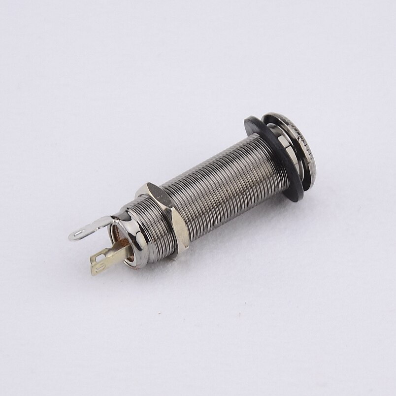 【Made in Korea】 1 pieza GuitarFamily estéreo Jack de salida largo roscado para bajo de guitarra eléctrica (#0397): Black Nickel 1 Piece