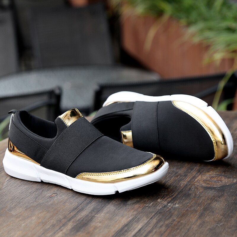 Kvinder vulkaniserede sko damesneakers slip on flats sko dame loafers walking sneaker kvinde plus str.