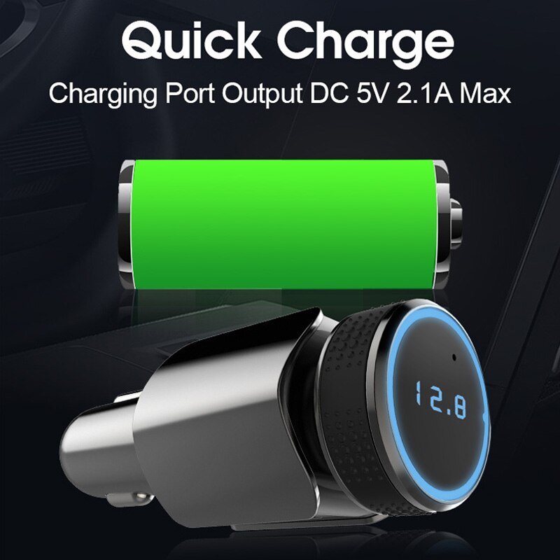 Autoladegerät mit fm-transmitter, sprachnavigation, bluetooth-freisprecheinrichtung, lcd-bildschirm,  mp3- player, schnellladefunktion und usb-smartphone-ladegerät im auto