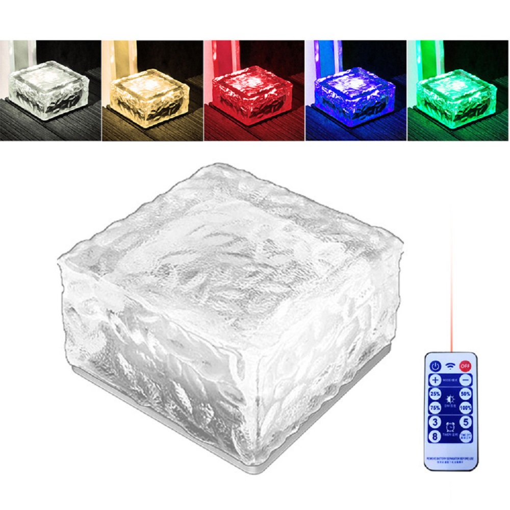 Solar LED Ice Cubes Light 4/6Leds Waterproof Crystal Brick Buried Lamp Outdoor Stair Pathway Driveway Landscape Decorations