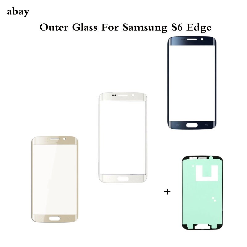 S7 S6 EDGE Front Outer Glass Lens Cover replacement For Samsung Galaxy S6 S7 Edge G925 G935 G935F G935FD LCD glass+Adhesive