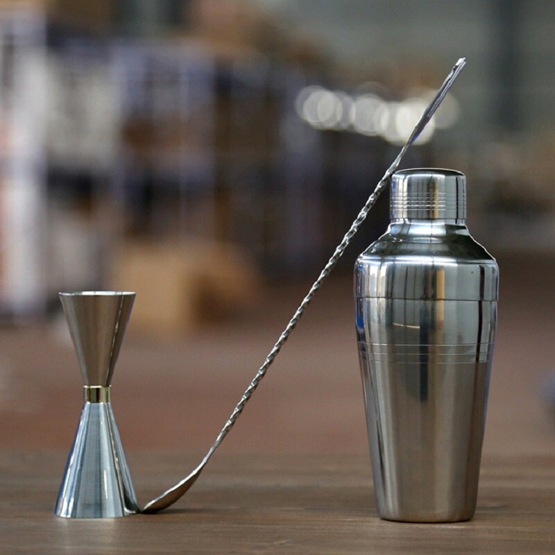 Cocktail Shaker Bar Set Copper Plated Shaker Barware Set - 3 Pieces: Silver