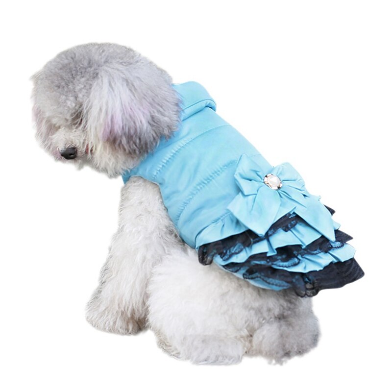 Sweet Dog Dress Clothes Winter Warm Sweety Bowknot Pet Princess Dresses Puppy Cats Teddy Dress Pet Clothing