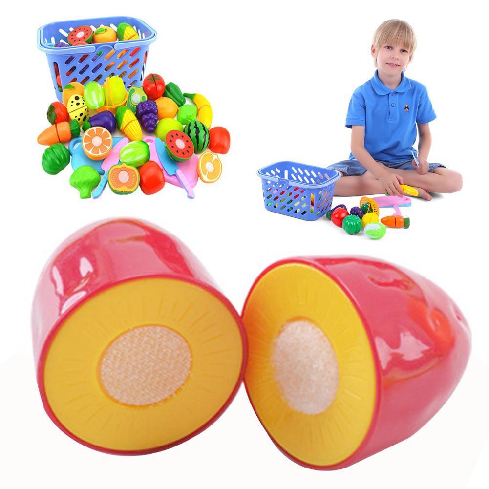 23 teile/satz Obst Gemüse Schneiden Küche Messer Spaß Spielzeug Werkzeuge Für freundlicher Kunststoff Obst Gemüse Schneiden Spielzeug