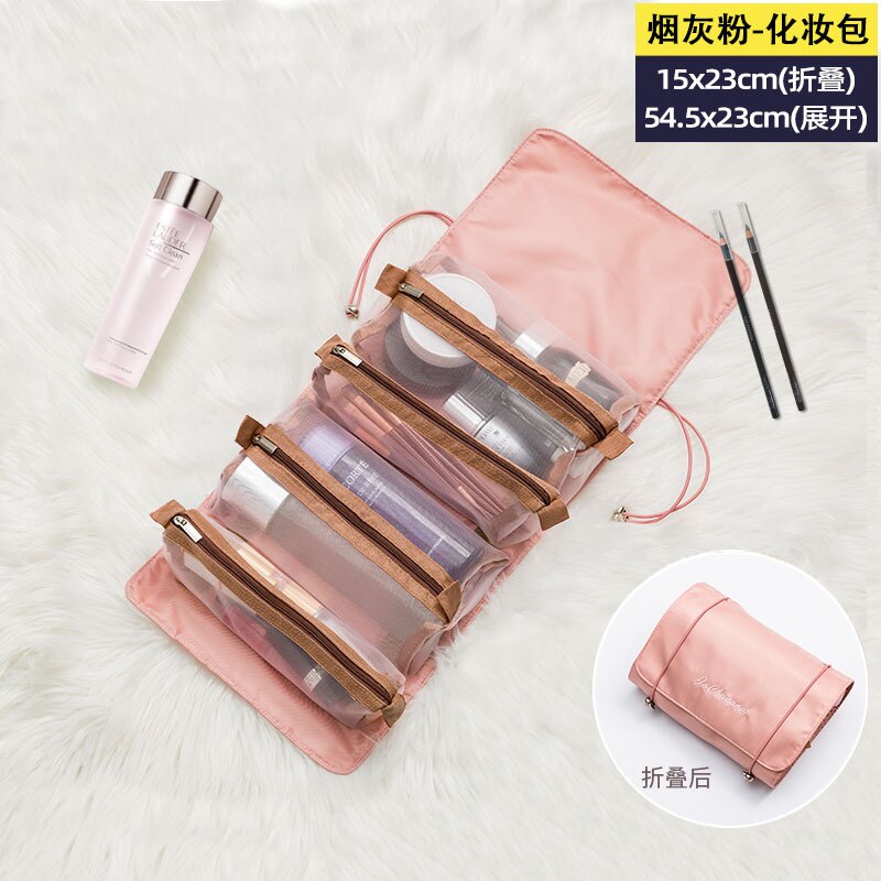4 Stuks In 1 Cosmetische Tas Voor Vrouwen Rits Mesh Scheidbare Cosmetica Pouch Dames Opvouwbare Nylon Tas Touw Make-Up Tas kosmetyczka: 5