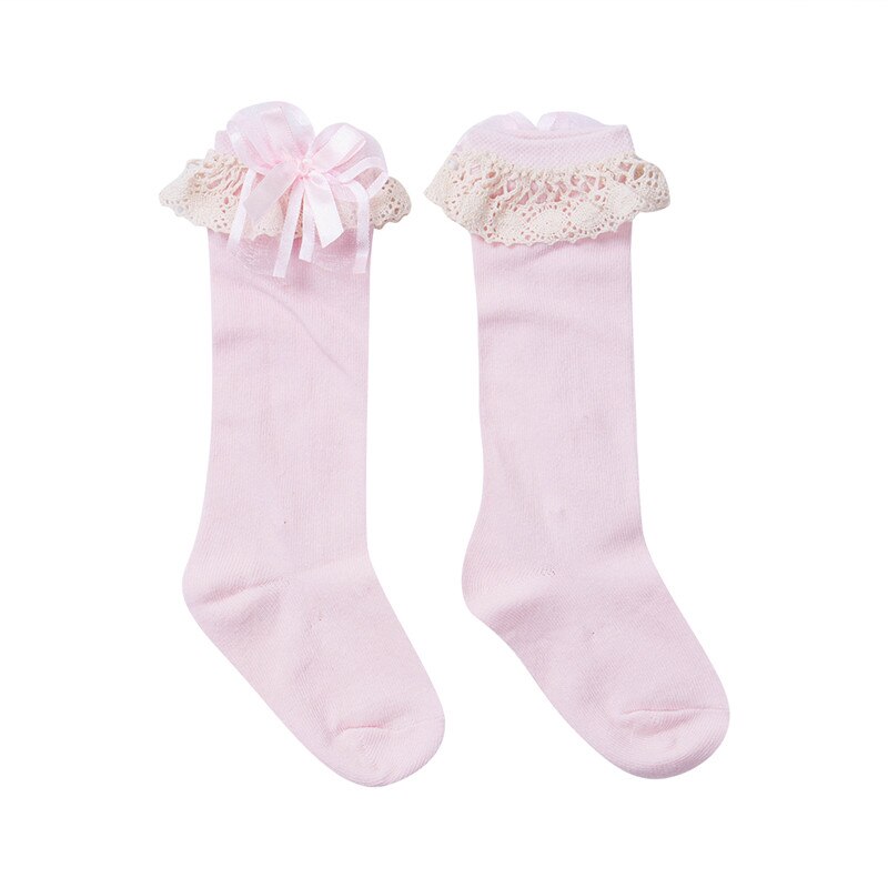 Cute Girl Kid Knie Hoge Stocking Lente Herfst Prinses Kant Boog Baby Peuter Warm Kousen Meisjes 1-6Y