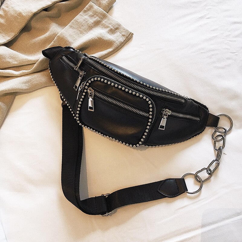 Tas dames stijl schoudertas klinknagel pu sling bag dames sport heuptas