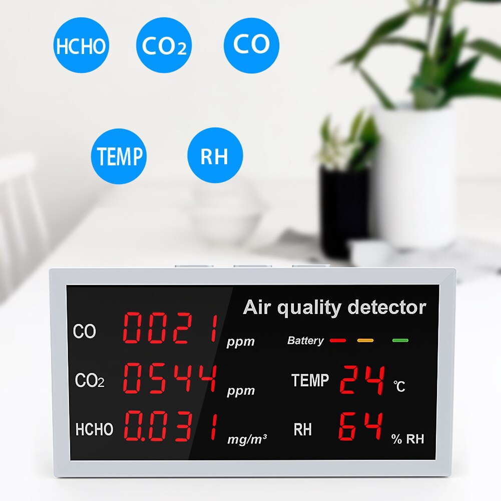 Détecteur multifonction 5 en 1, affichage LED, CO CO2 HCHO, surveillance de la température et de l&#39;humidité, détection rapide, détecteur de de l&#39;air