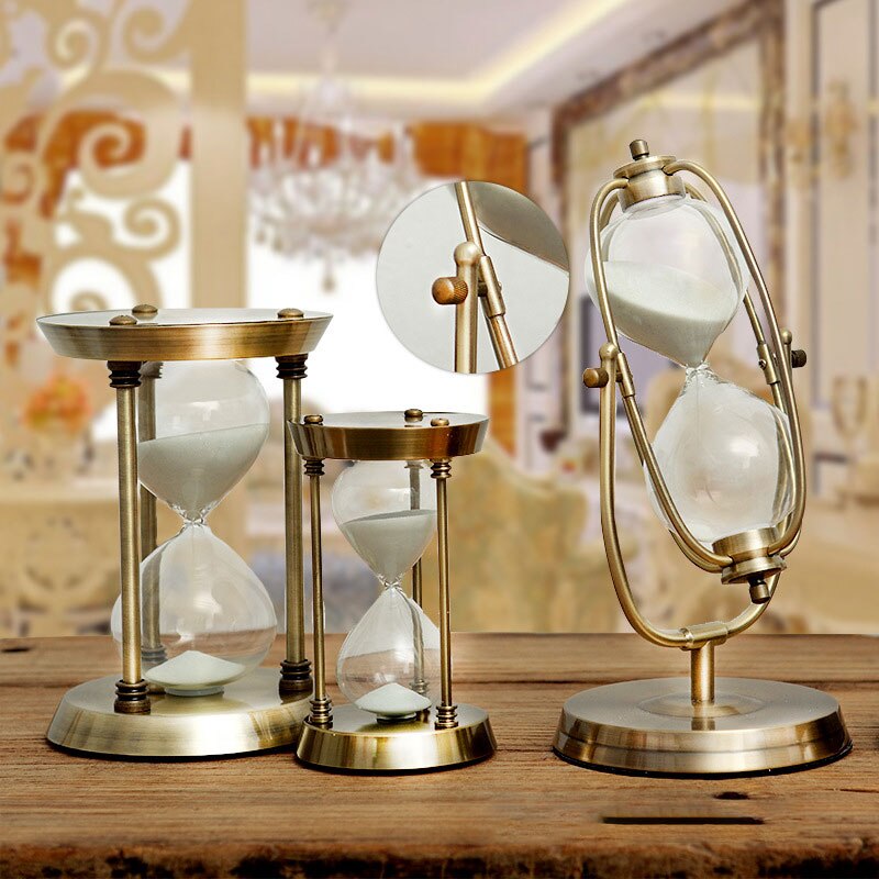 Metal Hourglass Timer Home Desktop Decor Hourglasses Countdown Decoration Timing Hourglass Crafts Home Office Decorations