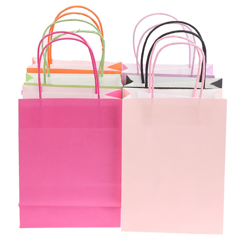 Effen Kleur Paper Party Bags Kraft Tas Met Handgrepen Recyclebaar Tas