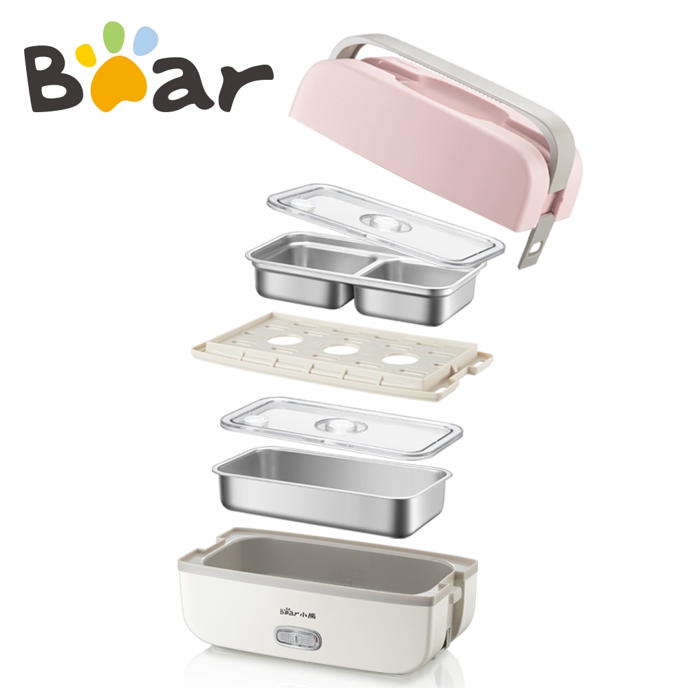 Bear Electric Heated Lunch Box Mini Rice Cooker Portable Heating Cooking Pot Multi Stainless Steel Inner Bento Box Food Warmer