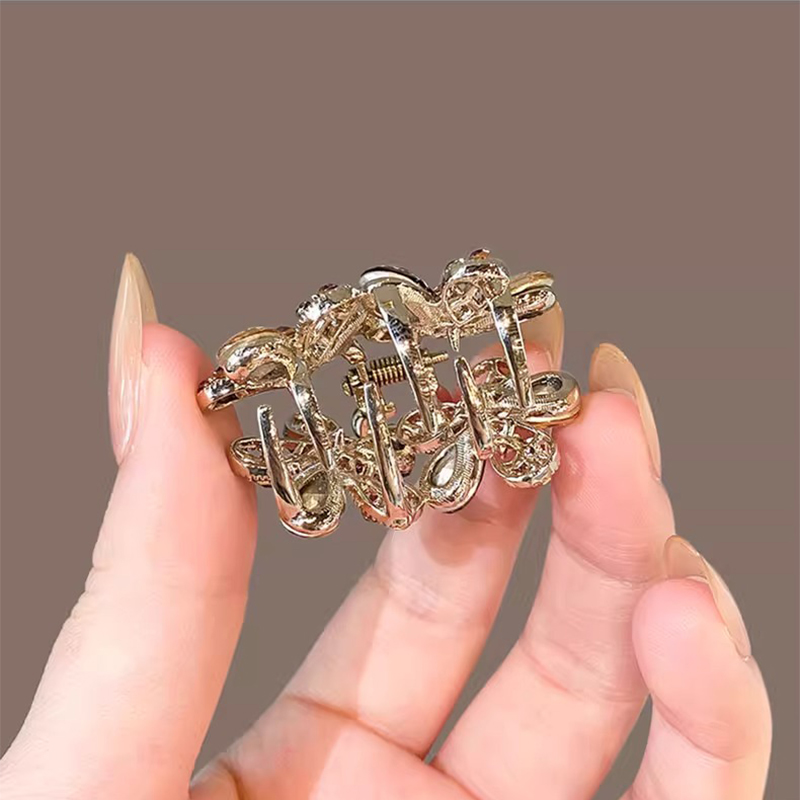 Clip de agarre para el cabello con flores brillantes para mujer, nueva , aleación de diamantes de imitación, horquillas elegantes para cola de caballo de verano, accesorios para el cabello