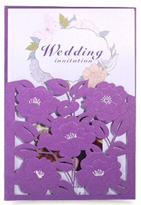 Wedding Invitations Cards Pearly Paper 130*190mm Amazing Pocket & Insert Card: purple