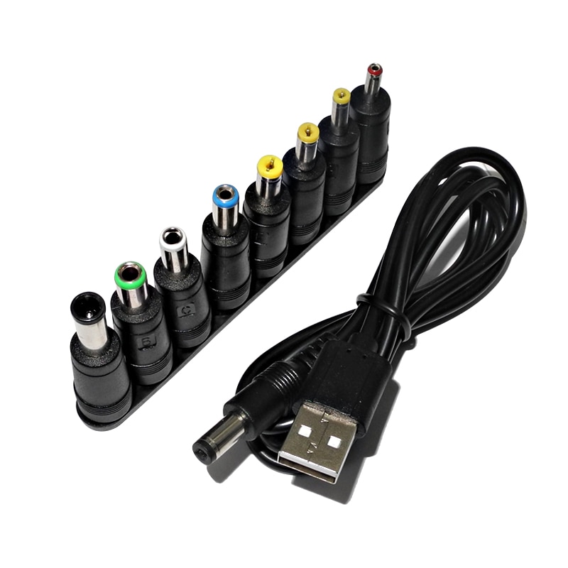 Usb Naar Universele Dc Power Kabel 8 + 1Pcs 5.5*2.1Mm Dc Jack Connector Dc Voeding adapter Voor Led Strip Lights Mini Projector