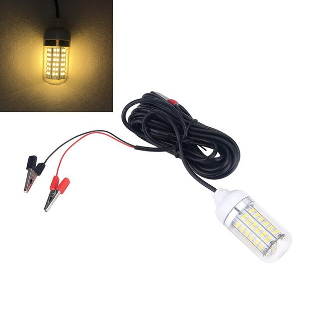 Luz de pesca de 12V, 108 Uds., 2835 LED, luz de pesca subacuática IP68, señuelos, lámpara buscador de peces, atraer gambas, calamar y Krill (4 colores): YELLOW