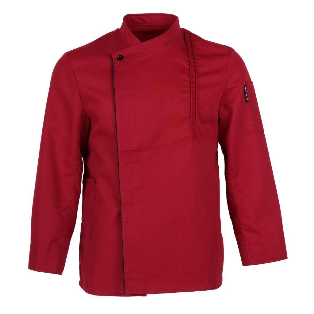 Unisex Chef Jacket Coat Kitchen Uniform Long Sleeve Classic Single-Breasted: Red L