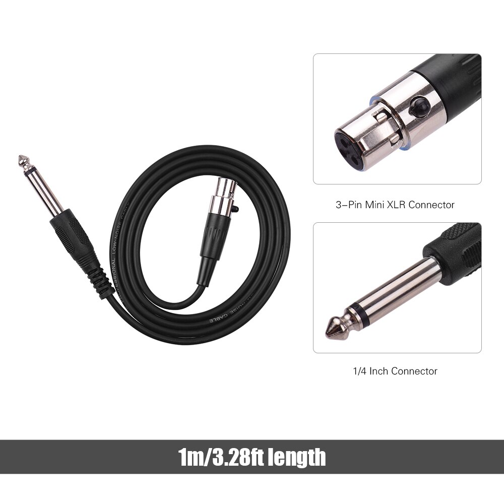 1m 3- pin mini xlr stik  (ta3f) to 1/4 tommer stik musikinstrument kabel scene elektrisk guitar ledninger højttaler kabel