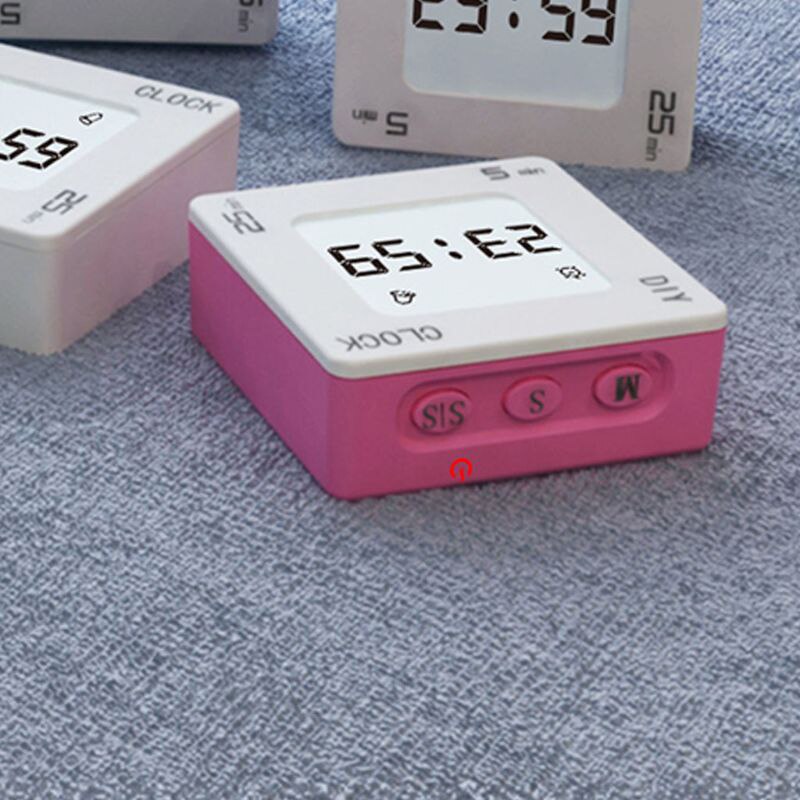 Multifunctionele Diy Time Management Pomodoro Timer Creatieve Vierkante Wekker Trillingen Knipperende Backlight Timer Kookwekker