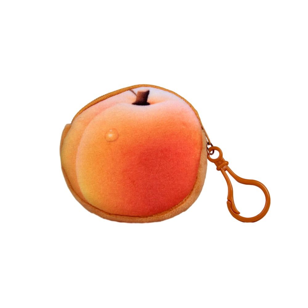 Mini Watermelon Fruit Coin Purse Peach Huangtao Strawberry Card Holder Strawberry Orange Plush Wallet Outdoor: Beige