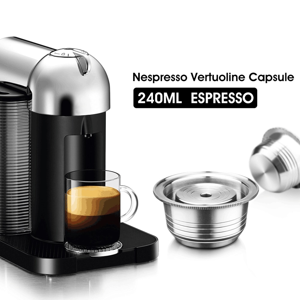 Taza grande reutilizable de acero Stianless (G2) Vertuo café cápsula filtro Espresso Vertuo GCA1 y Delonghi