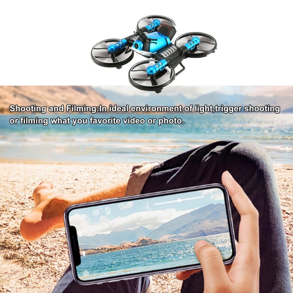 2 in 1 fireakset fly motocykel deformation foldning med camerarc quadcopter motorcykel legetøj til børn