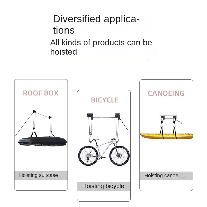 Roof luggage box lifting frame pulley lifting kayak bicycle underground garage ceiling frame roof box storage